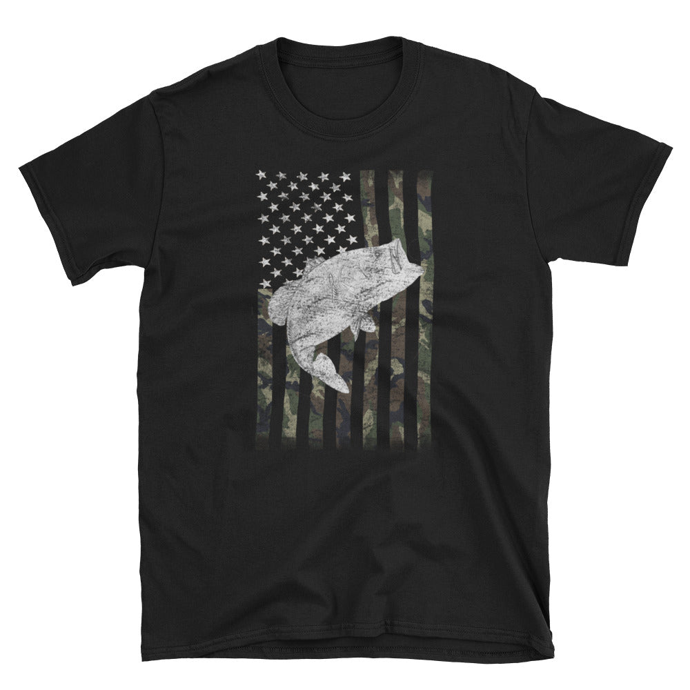 Bass Fishing Camouflage Flag Big Mouth T-Shirt S-3XL – Debra Elle