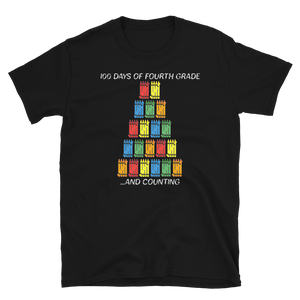 100 Days Of School Fourth Grade Counting Crayons T-Shirt S-3XL
