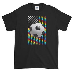 Autism Awareness American Flag Soccer S-5XL