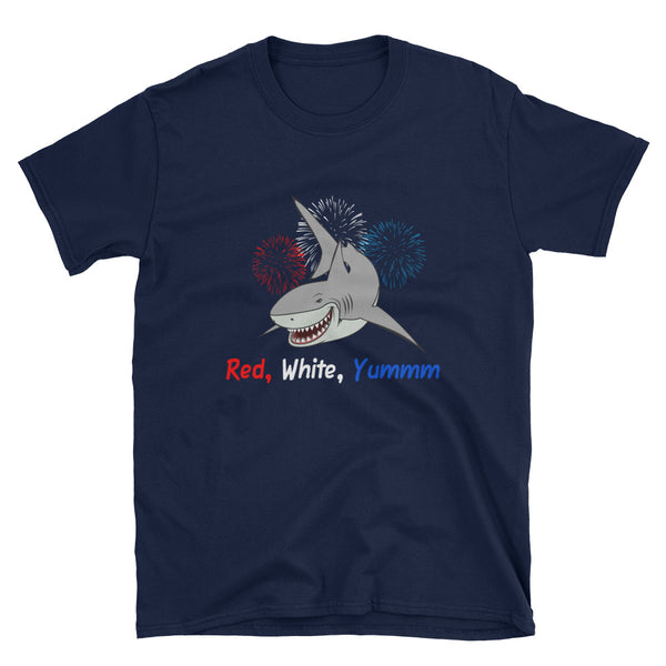 Fourth Of July Funny Shark Yum T-Shirt S-3XL