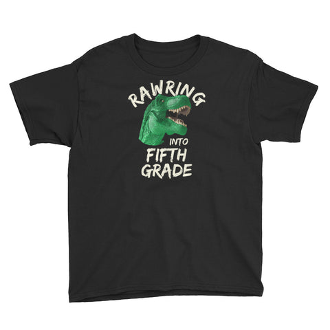 Back To School Fifth Grade Dinosaur Rawring T-Shirt Youth XS-XL