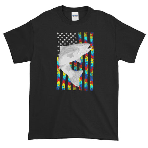 Autism Awareness American Flag Trout S-5XL