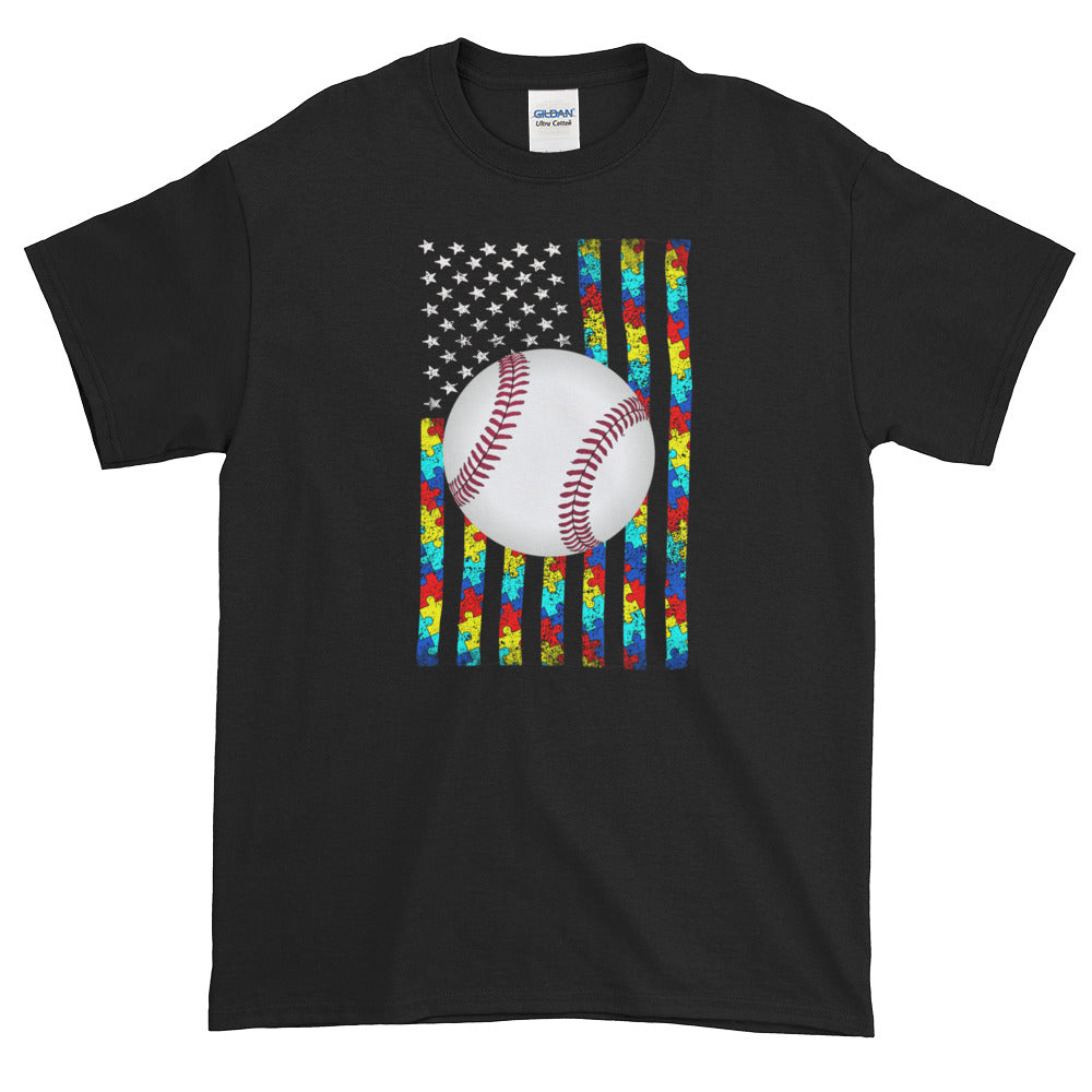 Autism Awareness American Flag Baseball S-5XL