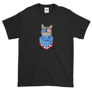 Fourth Of July Cat Flag Bandana T-Shirt S-5XL