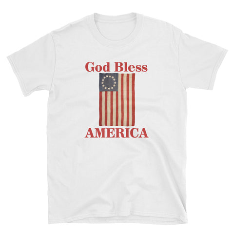 Betsy Ross American Flag God Bless America T-Shirt S-3XL