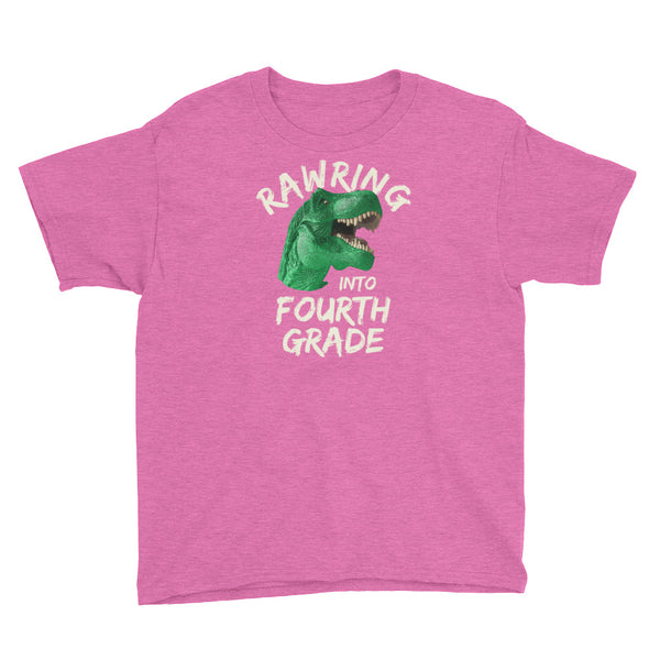 Back To School Fourth Grade Dinosaur Rawring T-Shirt Youth XS-XL