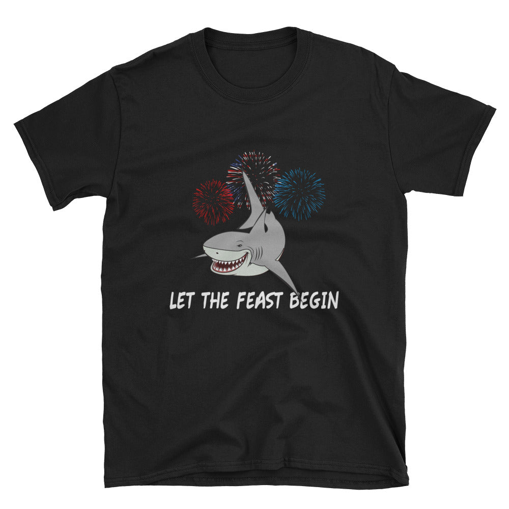Fourth Of July Funny Shark Feast T-Shirt S-3XL