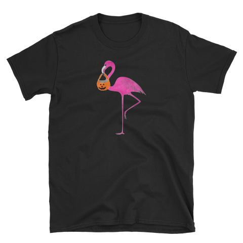 Halloween Trick Treat Flamingo Witch T-Shirt S-3XL