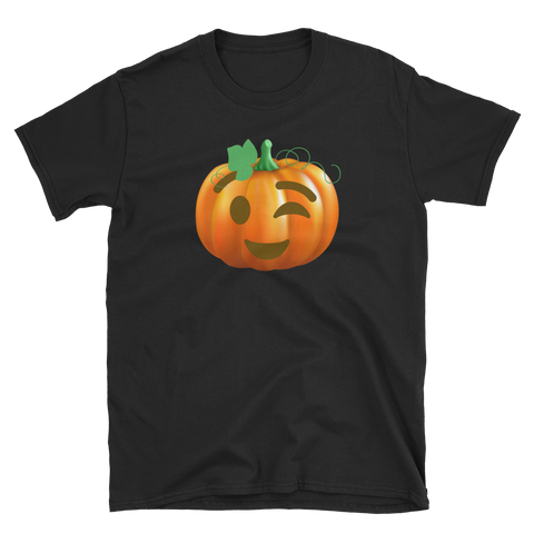 Halloween Pumpkin Emoji Wink T-Shirt S-3XL