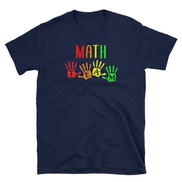 Back To School Math Teacher Team Handprints T-Shirt S-3XL