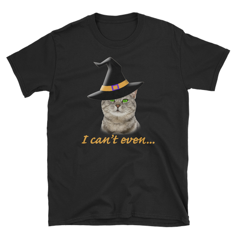 Halloween Trick Treat Cat Witch Hat Meh T-Shirt S-3XL