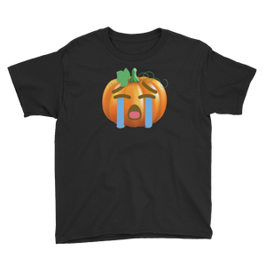 Halloween Pumpkin Emoji Crying T-Shirt Youth XS-XL