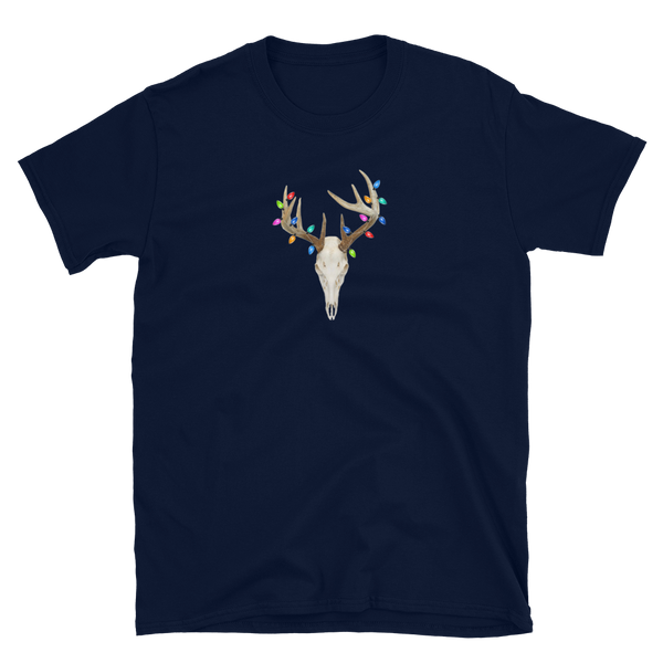 Christmas Whitetail Deer Buck Skull T-Shirt S-3XL