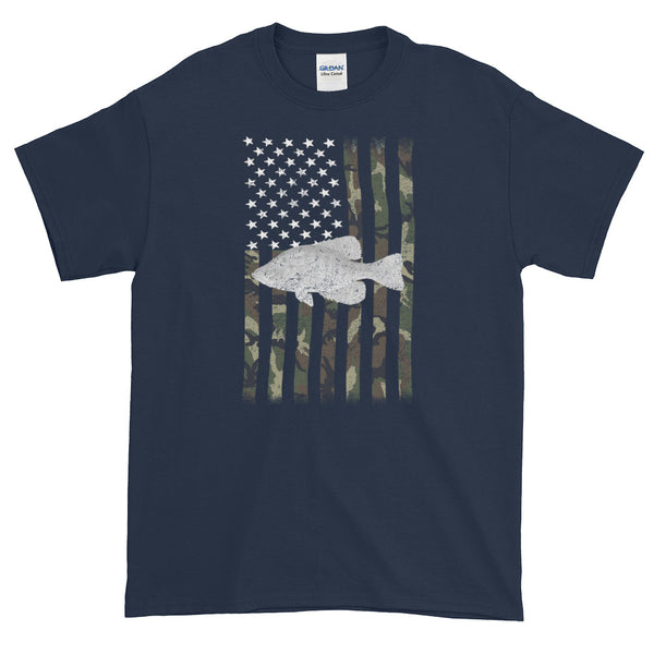 Crappie Fishing Camouflage Flag T-Shirt S-5XL