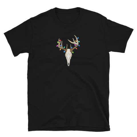 Christmas Whitetail Deer Buck Skull T-Shirt S-3XL