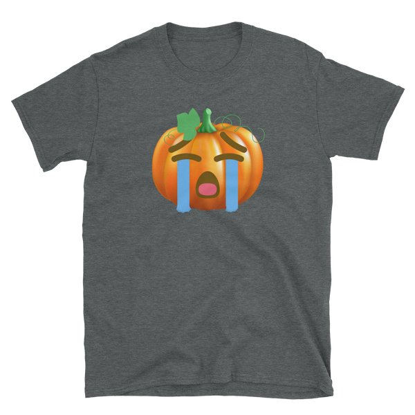 Halloween Pumpkin Emoji Crying T-Shirt S-3XL