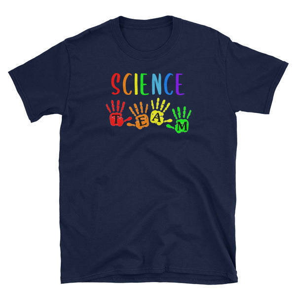 Back To School Science Teacher Team Handprints T-Shirt S-3XL