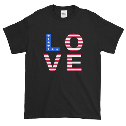Fourth Of July American Flag Love T-Shirt S-5XL