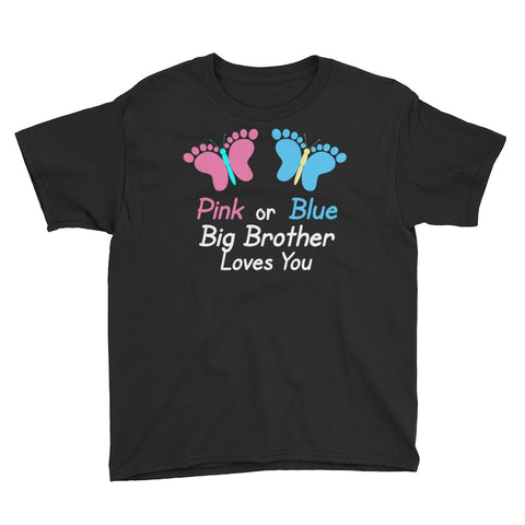 Gender Reveal Brother Pink or Blue Butterflies T-Shirt Youth XS-XL