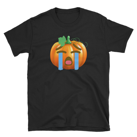 Halloween Pumpkin Emoji Crying T-Shirt S-3XL