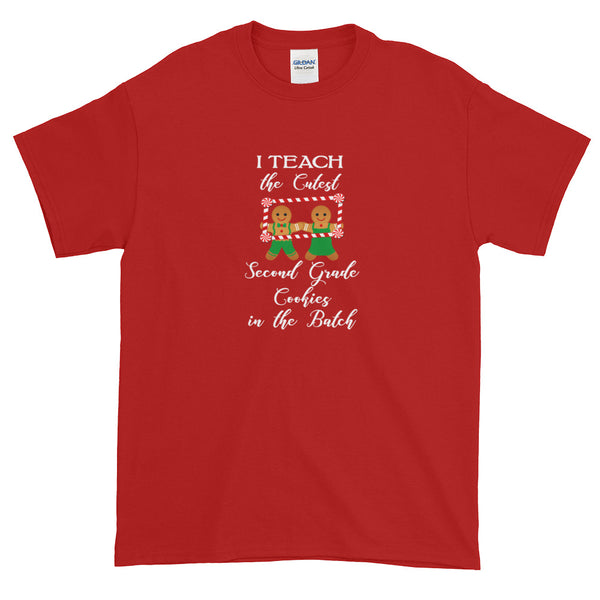 Teach Cutest Cookies Christmas Second Grade Teacher Short-Sleeve T-Shirt