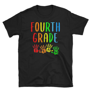 Back To School Fourth Grade Teacher Team Handprints T-Shirt S-3XL