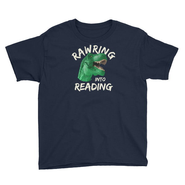Back To School Reading Dinosaur Rawring T-Shirt Youth XS-XL