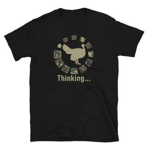 Funny Turkey Hunting Hunter Thinking T-Shirt S-3XL