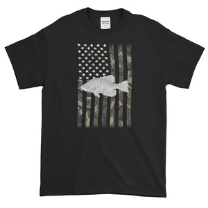 Crappie Fishing Camouflage Flag T-Shirt S-5XL