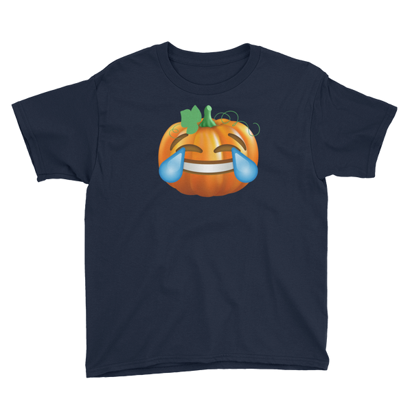 Halloween Pumpkin Emoji Tears of Joy T-Shirt Youth XS-XL