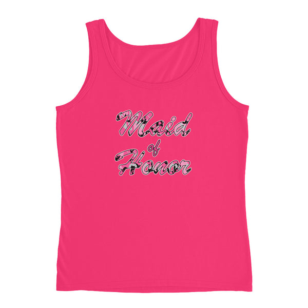 Maid Of Honor Country Wedding Bachelorette Party Camouflage Tank S-2XL
