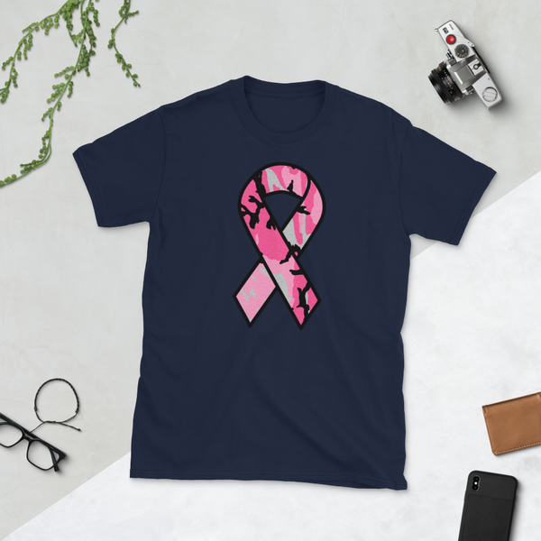 Breast Cancer Awareness Survivor Pink Camouflage Ribbon T-Shirt S-3XL