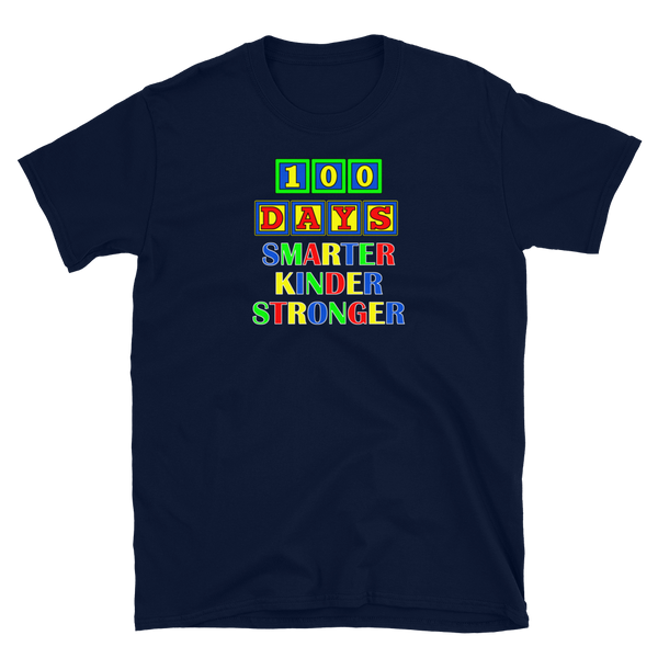 100 Days Of School Kinder Smarter Block Teacher Kids T-Shirt S-3XL