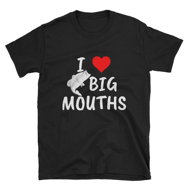 Bass Fishing Heart Big Mouth T-Shirt S-3XL