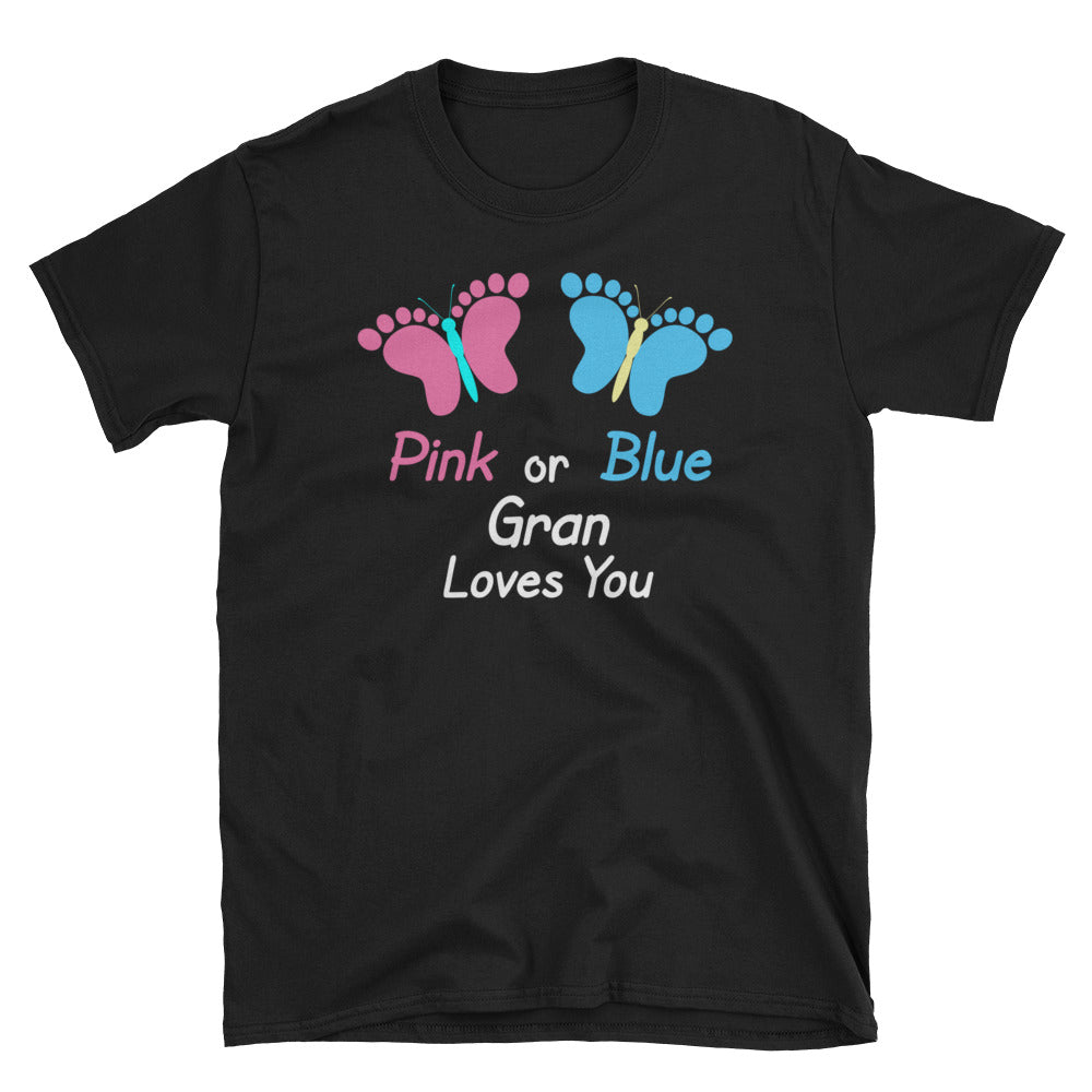Gender Reveal Gran Pink or Blue Butterflies T-Shirt S-3XL