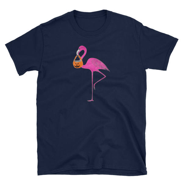 Halloween Trick Treat Flamingo Witch T-Shirt S-3XL