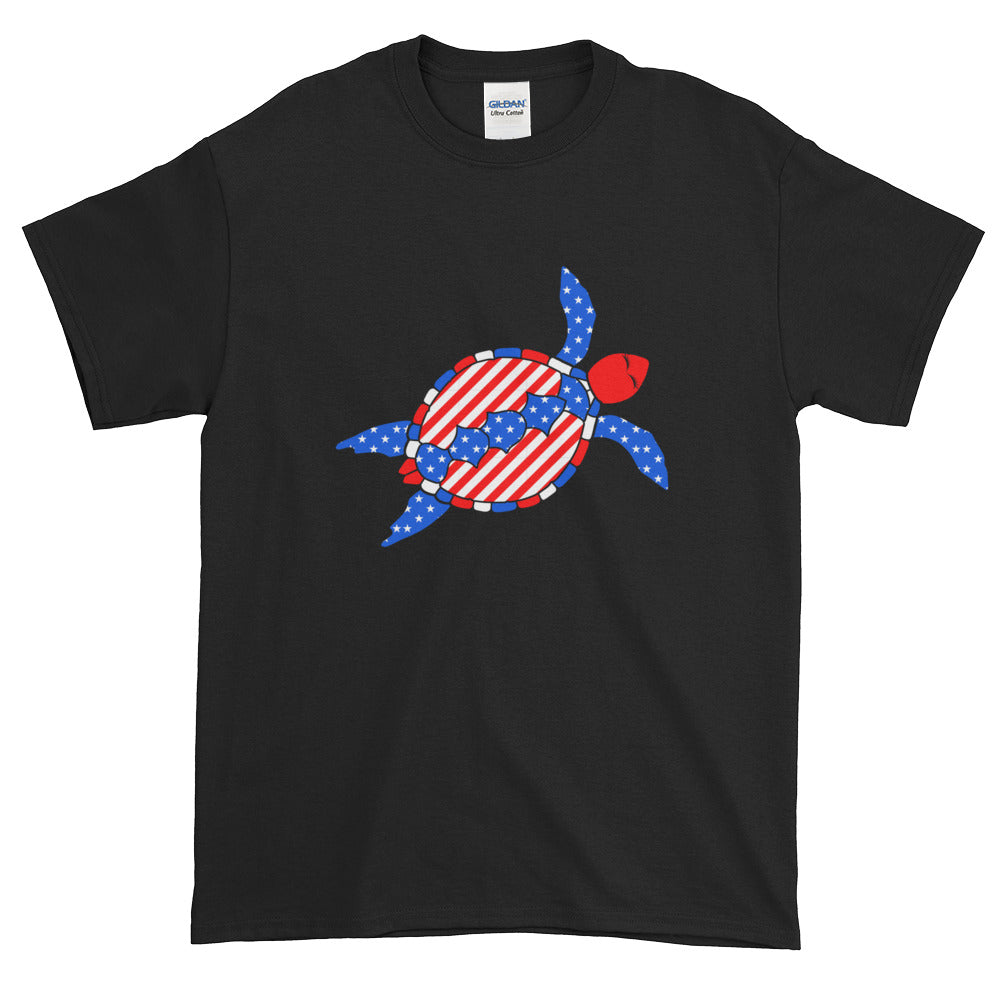 Fourth Of July American Flag USA Sea Turtle T-Shirt S-5XL