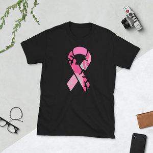 Breast Cancer Awareness Survivor Pink Camouflage Ribbon T-Shirt S-3XL