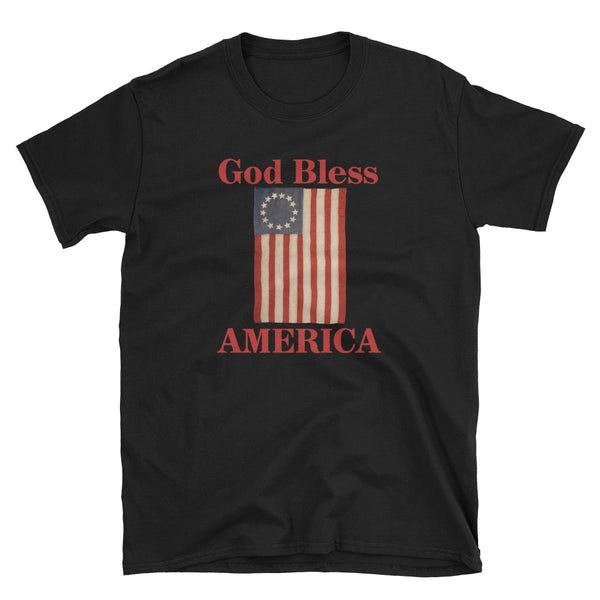 Betsy Ross American Flag God Bless America T-Shirt S-3XL