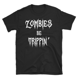 Halloween Trick Treat Zombies Tripping T-Shirt S-3XL