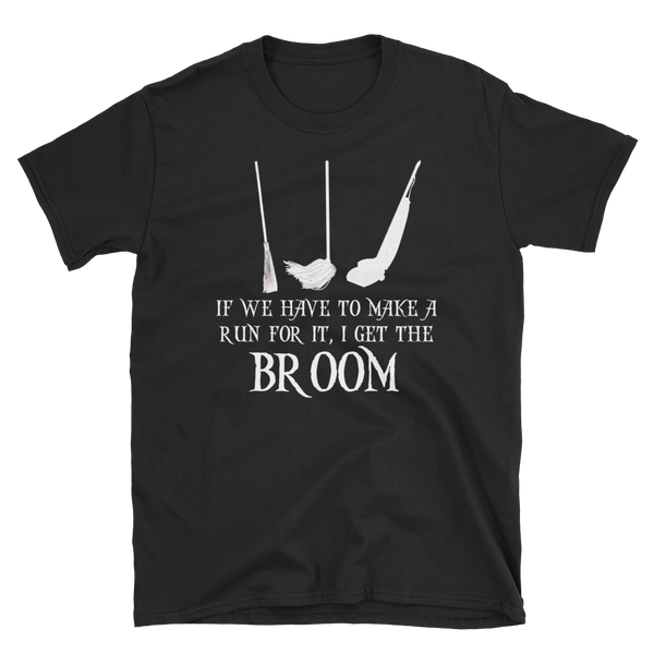Halloween Trick Treat Witch Run Broom T-Shirt S-3XL