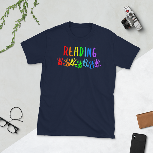 Back To School Reading Teacher Handprints T-Shirt S-3XL