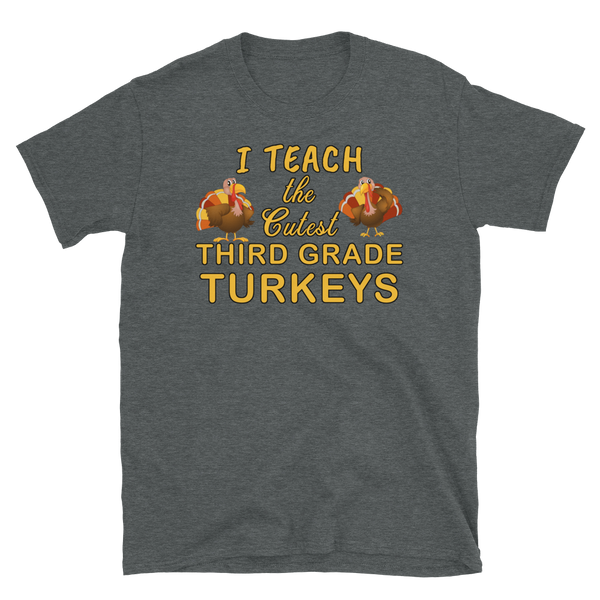 Teacher Thanksgiving Third Grade Turkeys T-Shirt S-3XL