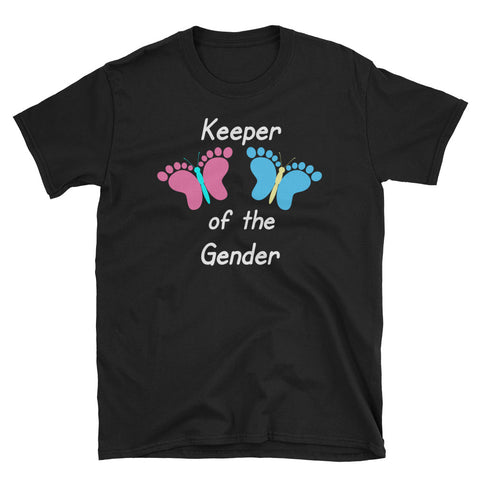 Gender Reveal Keeper Of The Gender Pink or Blue Butterflies T-Shirt S-3XL