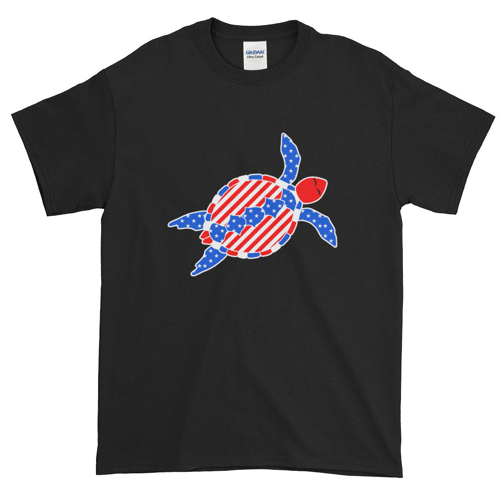 Fourth Of July American Flag Sea Turtle T-Shirt S-5XL