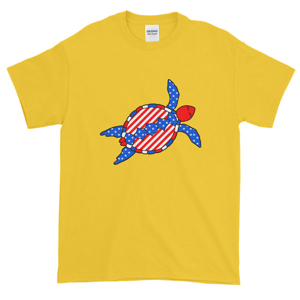Fourth Of July American Flag USA Sea Turtle T-Shirt S-5XL