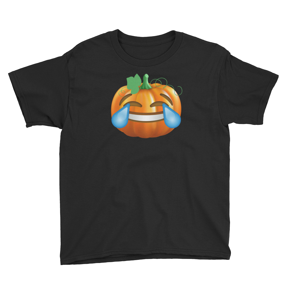 Halloween Pumpkin Emoji Tears of Joy T-Shirt Youth XS-XL