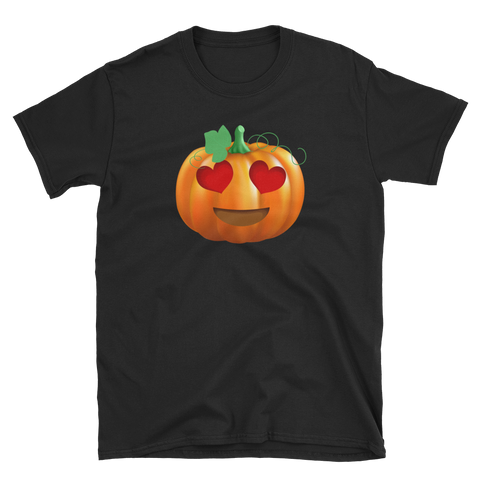 Halloween Pumpkin Emoji Heart Eyes T-Shirt S-3XL